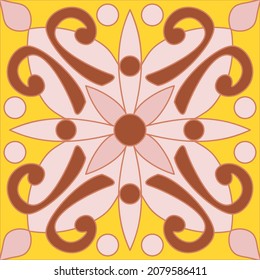 Traditional ornate portuguese decorative color tiles azulejos. Vector seamless pattern template.  Fashionable design.