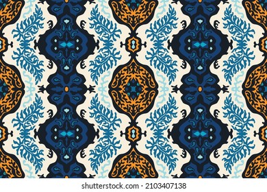 Traditional ornate portuguese decorative color tiles azulejos. Abstract background. Vector hand drawn illustration, typical portuguese tiles, Ceramic tiles. Seamless pattern.