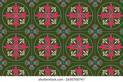 Tradicional ornamentado português decorativo azulejos de cor. Resumo. Ilustração desenhada à mão vetorial, azulejos típicos portugueses, azulejos de cerâmica. Padrão contínuo.