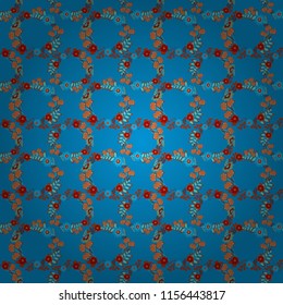 Traditional ornate portuguese decorative tiles azulejos. Ceramic tiles pattern. Red, orange and brown mandalas. Seamless abstract background. Vector hand drawn art, typical portuguese tiles.