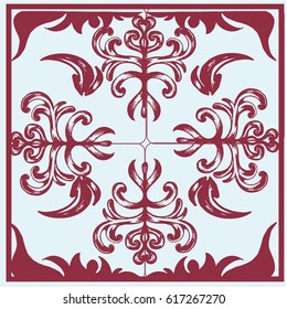 Traditional ornate portuguese decorative tiles. Vintage pattern.