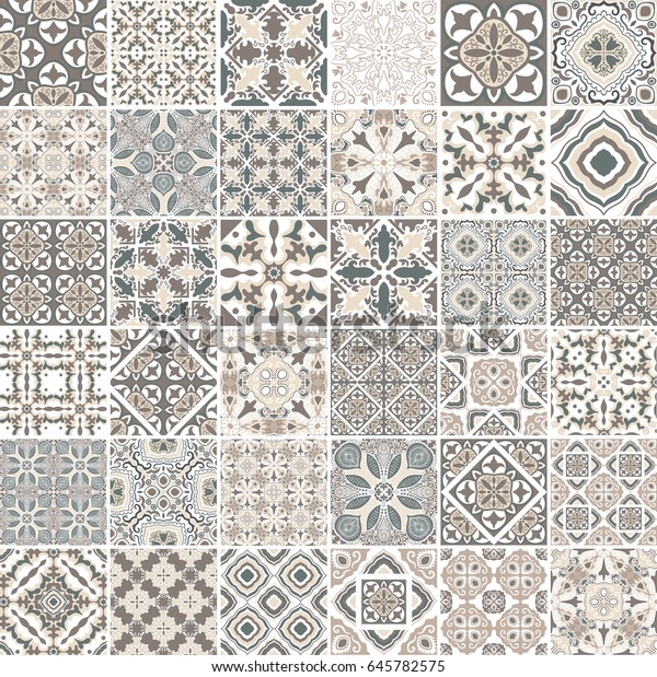 Traditional Ornate Portuguese Decorative Tiles Azulejos Stock