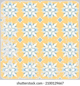 Traditional ornate portuguese tiles azulejos. Vintage pattern for textile design. Geometric mosaic, majolica. Seamless geometric pattern. Vector decorative background. Vintage floral pattern.