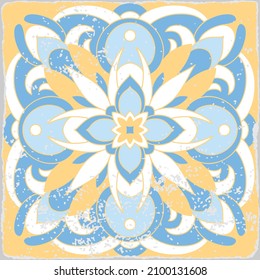 Traditional ornate portuguese tiles azulejos. Vintage pattern for textile design. Geometric mosaic, majolica. Seamless geometric pattern. Vector decorative background. Vintage floral pattern.