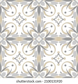 Traditional ornate portuguese tiles azulejos. Vintage pattern for textile design. Geometric mosaic, majolica. Seamless geometric pattern. Vector decorative background. Vintage floral pattern.