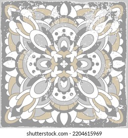 Traditional ornate portuguese tiles azulejos. Vintage pattern for textile design. Geometric mosaic, majolica. Seamless geometric pattern. Vector decorative background. Vintage floral pattern.