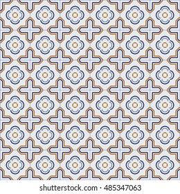 Traditional ornate portuguese tiles. Vector seamless pattern background. Repeating geometric tiles for wallpapers, backgrounds and page fill and more.