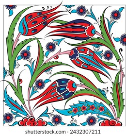 traditional  ottoman iznik tile design