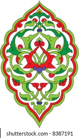 Traditional ottoman rumi design red and green