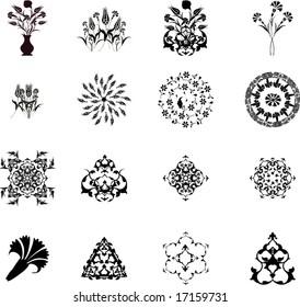 Traditional ottoman turkish islamic design elements and patterns set