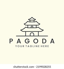 traditional pagoda minimalist line art style logo vector illustration icon template design. culture, religion, architecture illustration logo design