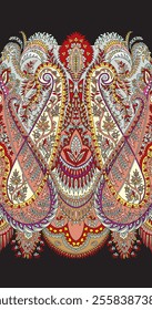 Traditional Paisley Border. Ornamental Paisley Print for Textile Design