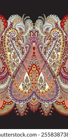 Traditional Paisley Border. Ornamental Paisley Print for Textile Design