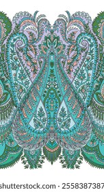 Traditional Paisley Border. Ornamental Paisley Print for Textile Design