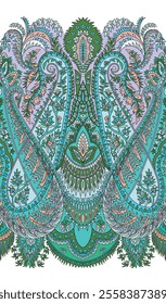 Traditional Paisley Border. Ornamental Paisley Print for Textile Design