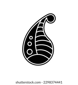 Traditional paisley ornament icon design. Simple drawing floral pattern. isolated on white background. vector illustration