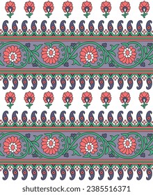 traditional paisley pattern with border on white background