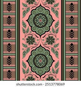 borda padrão tradicional de Paisley em vermelho