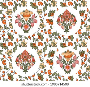 traditional Paisley pattern with bunch on white background