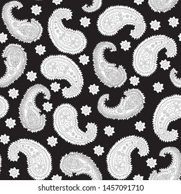 traditional paisley pattern on black