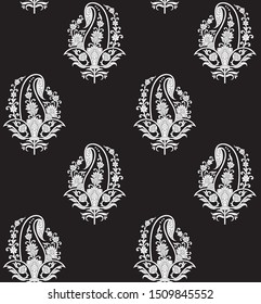 Traditional paisley pattern on black and white
