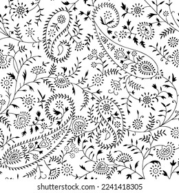 traditional Paisley pattern on black and white stock