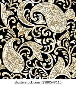 traditional paisley pattern on black background