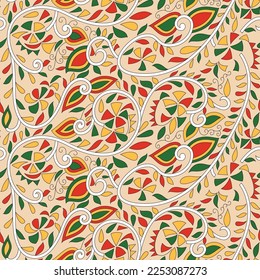 patrón tradicional de paisley sobre fondo marrón