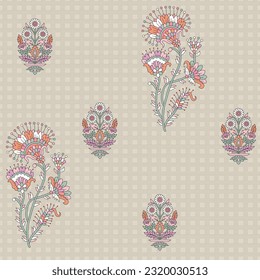 traditional Paisley pattern on brown background
