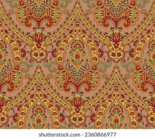 traditional paisley pattern on brown background