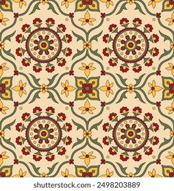 traditional Paisley pattern on brown background