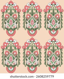 traditional Paisley pattern on brown background