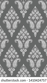 Traditional paisley pattern on grey