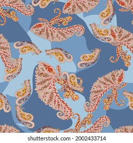 traditional Paisley pattern on grey background