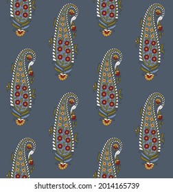 traditional Paisley pattern on grey background