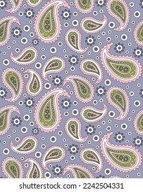 traditional paisley pattern on grey stock vector