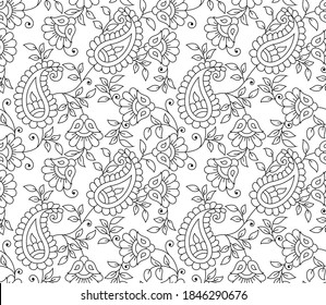 traditional Paisley pattern on outline background