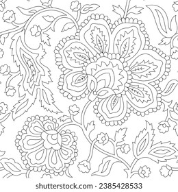 traditional paisley pattern on outline background