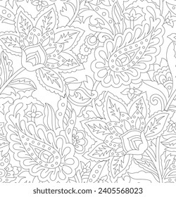 traditional paisley pattern on outline background