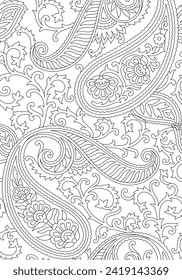 traditional paisley pattern on outline background vector stock