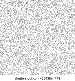 traditional paisley pattern on outline