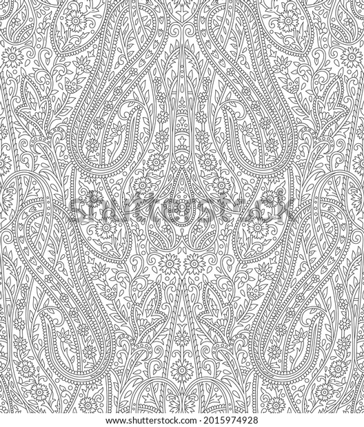 Traditional Paisley Pattern On Outline Background Stock Vector (Royalty ...