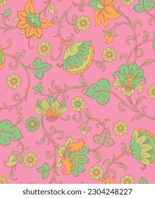 traditional paisley pattern on pink background