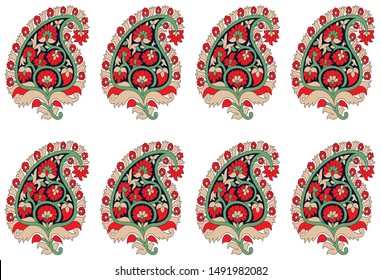 traditional paisley pattern on white background