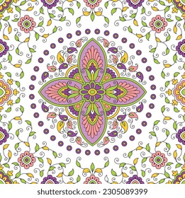 traditional paisley pattern on white background