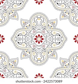 traditional paisley pattern on white background