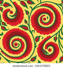 traditional paisley pattern on yellow background