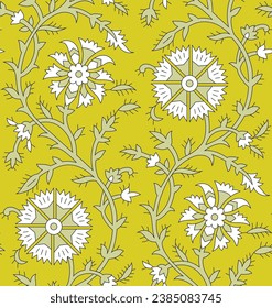 traditional paisley pattern on yellow background