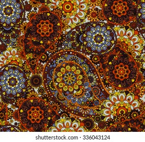 Traditional paisley pattern silk headscarf sample. Eastern cloth presents and gifts concept