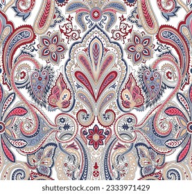 traditional paisley seamless pattern on on white background